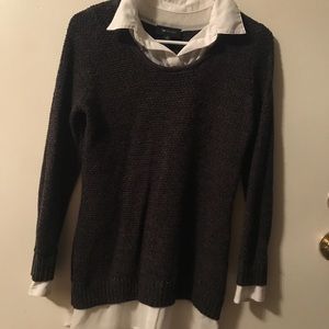 Sweater with collared shirt